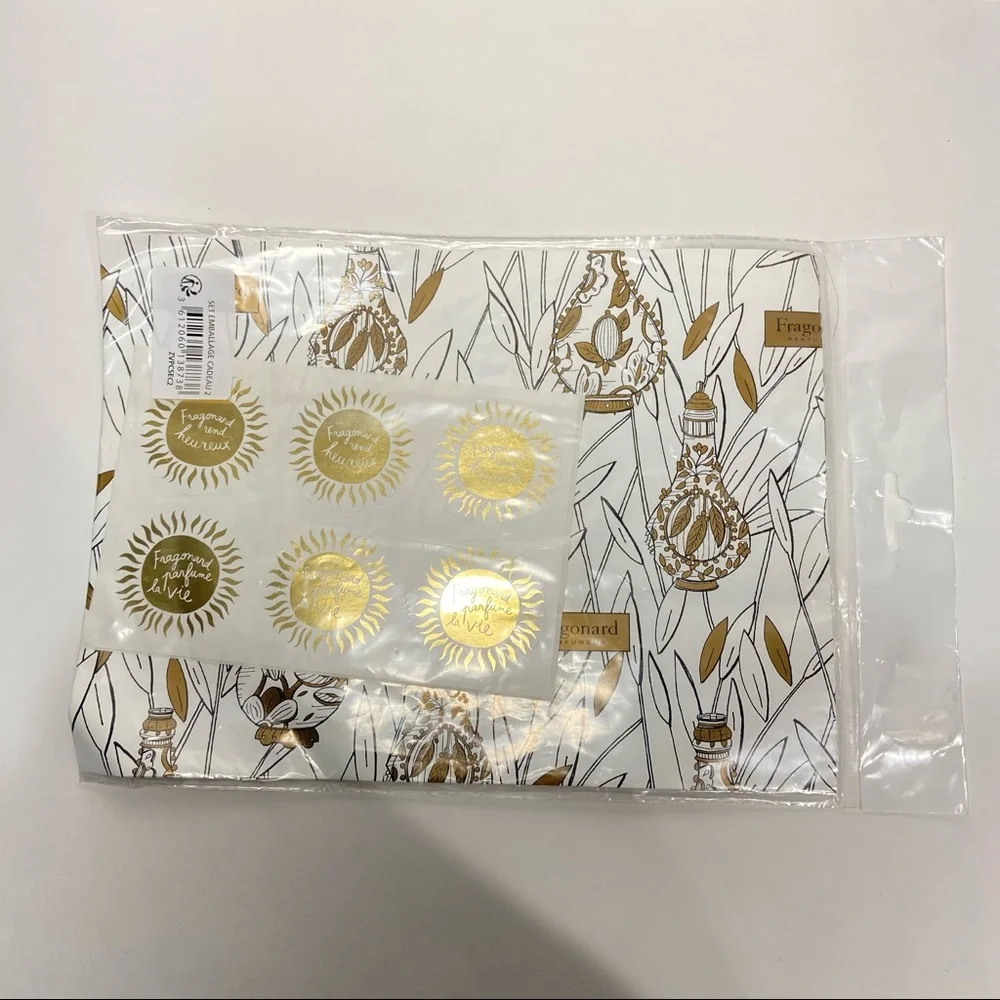 Vintage Fragonard Parfumeur Wrapping Paper And Stickers New In Packaging